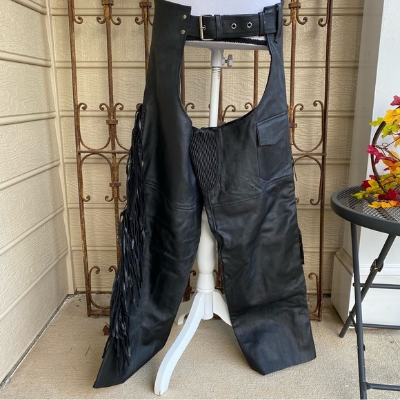 Leather Biker Motorcycle Chaps Size Medium JAFRUM Motorcycle Gear - Picture 6 of 13